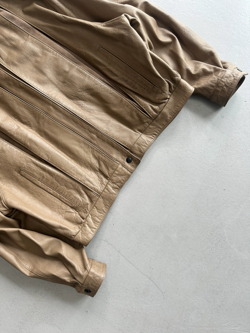 1980s BOXY FIT LEATHER PANELED JACKET