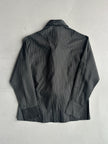 YOHJI YAMAMOTO - S/S 2003 PINSTRIPED SILK SHIRT WITH FLORAL RUFFLE DETAIL AT FRONT