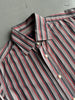 ETRO - 1990s SQUARE COLLAR STRIPED LONG SLEEVE SHIRT
