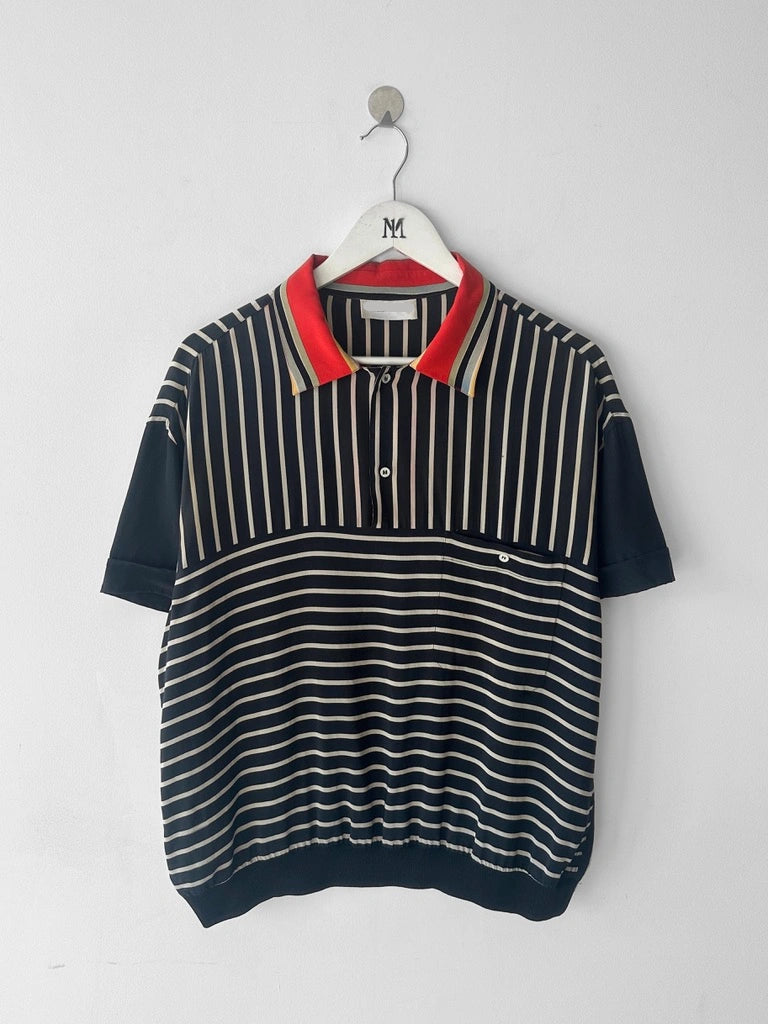 ITALIAN LABEL 1980s BOXY FIT SILK POLO T-SHIRT