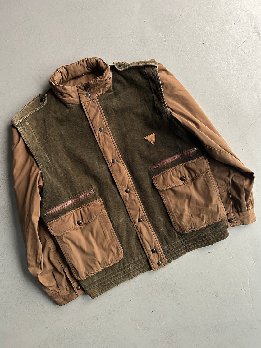 YVES SAINT LAURENT - 1980s CORDUROY JACKET WITH CONTRASTING SLEEVE