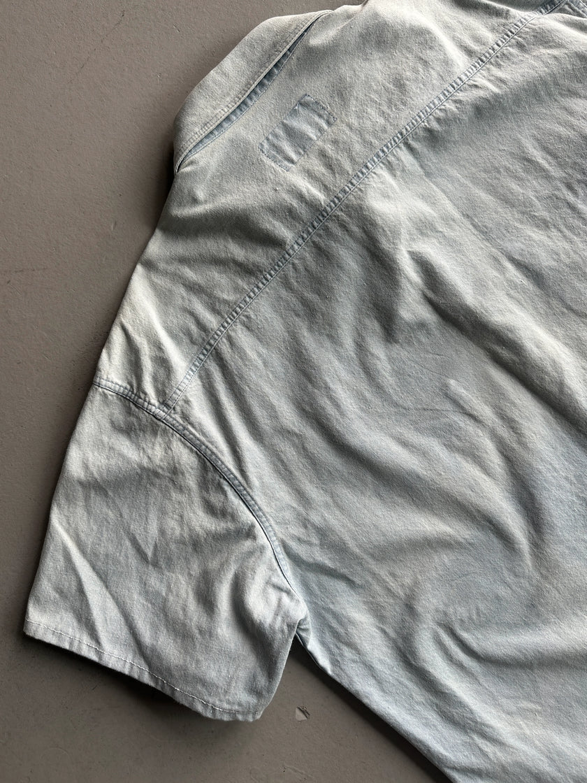 ARMANI JEANS - 1990s HALF SLEEVE DENIM SHIRT