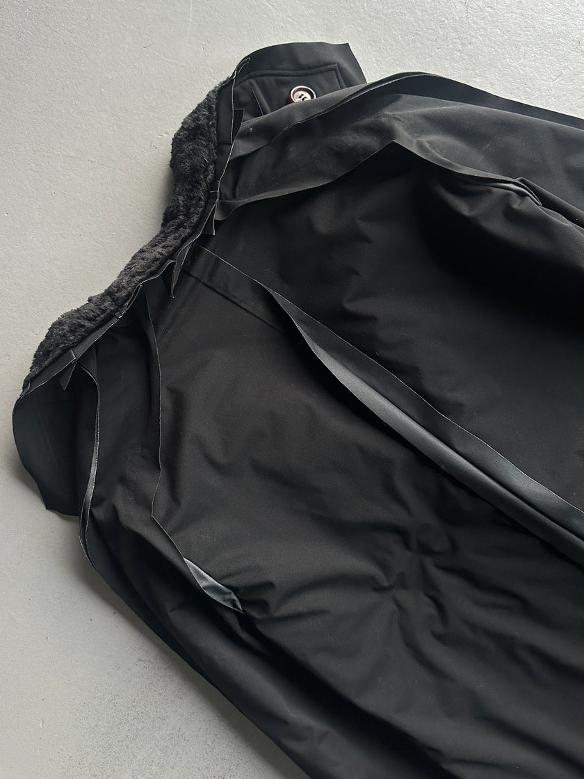 ARRSTON VOLAJU BY KOHSHIN SATOH - 1990s LONG TECHNICAL JACKET WITH FAUX FUR TRIM