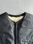 1990s REAL SHEARLING LEATHER VEST GILET JACKET