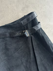 1990s ASYMMETRICAL FRONT BELTED SUEDE SKIRT