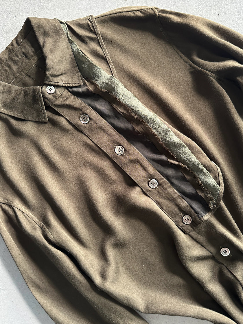 YOHJI YAMAMOTO Y'S - S/S 2001 ASYMMETRICAL SHIRT WITH DETACHABLE DETAIL AT COLLAR