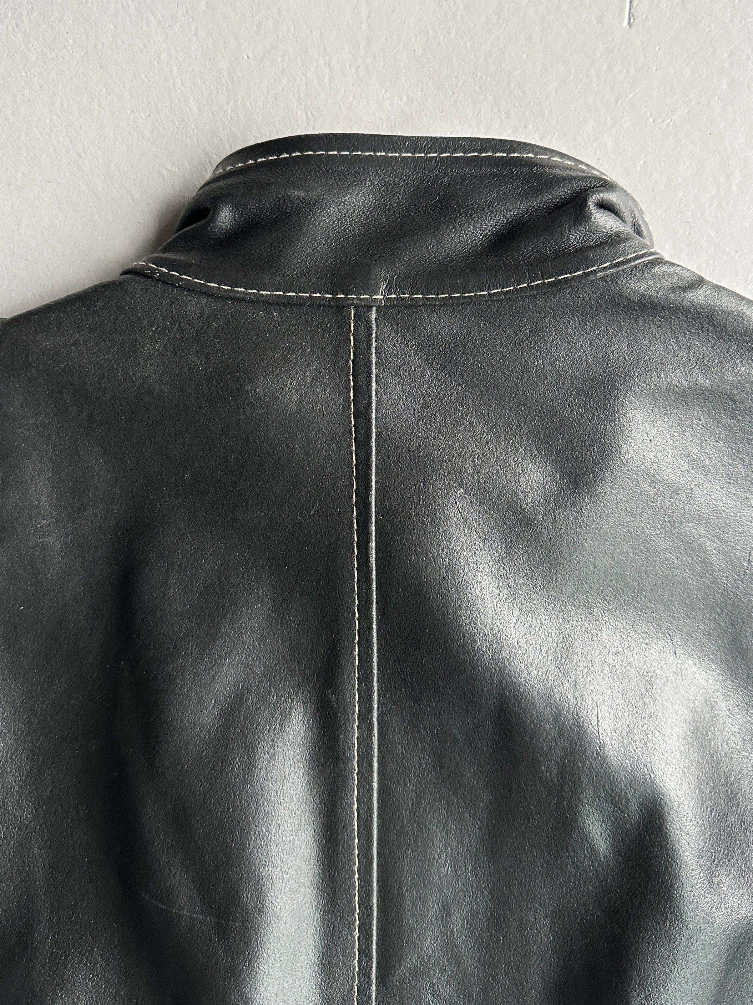 1980s FUNNEL NECK MULTI POCKET LEATHER JACKET