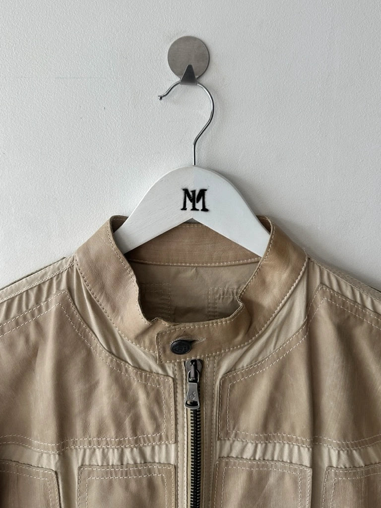 GIANFRANCO FERRÉ - early 2000s PANELED LEATHER BIKER JACKET