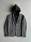 DANIELE ALESSANDRINI - 2000s SLIM FIT BLAZER WITH REMOVABLE HOOD PANEL