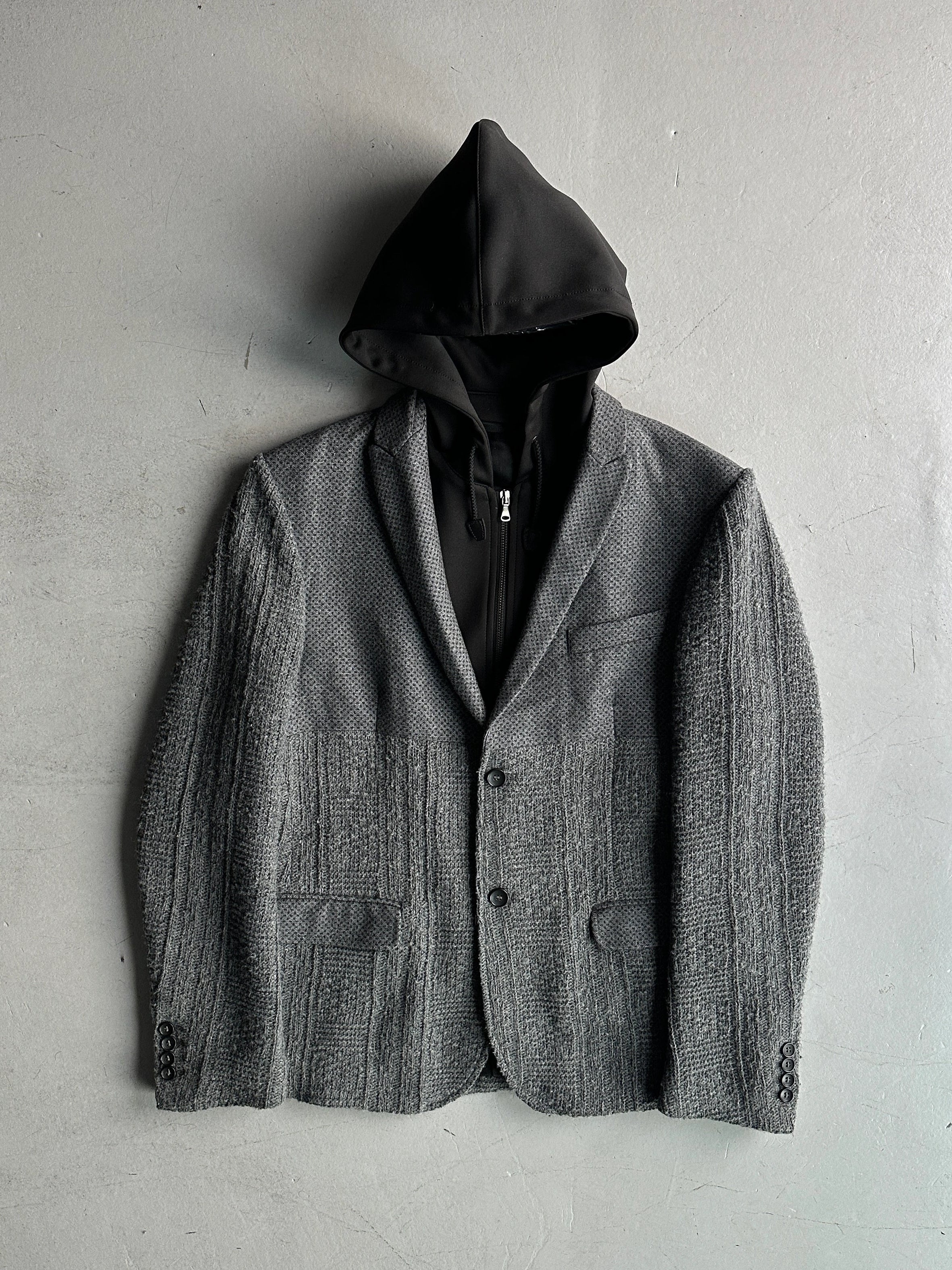 DANIELE ALESSANDRINI - 2000s SLIM FIT BLAZER WITH REMOVABLE HOOD PANEL