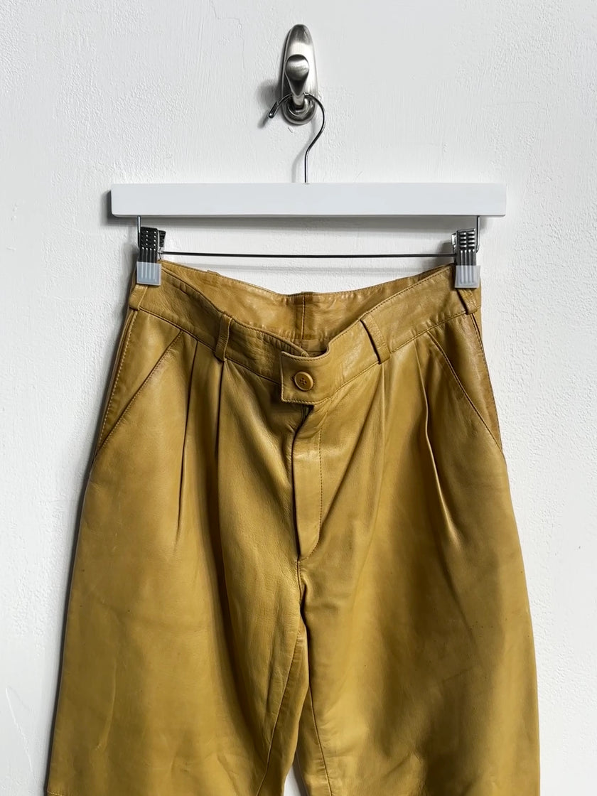 GIANNI VERSACE - 1980s LEATHER TROUSERS WITH FRONT PLEATS