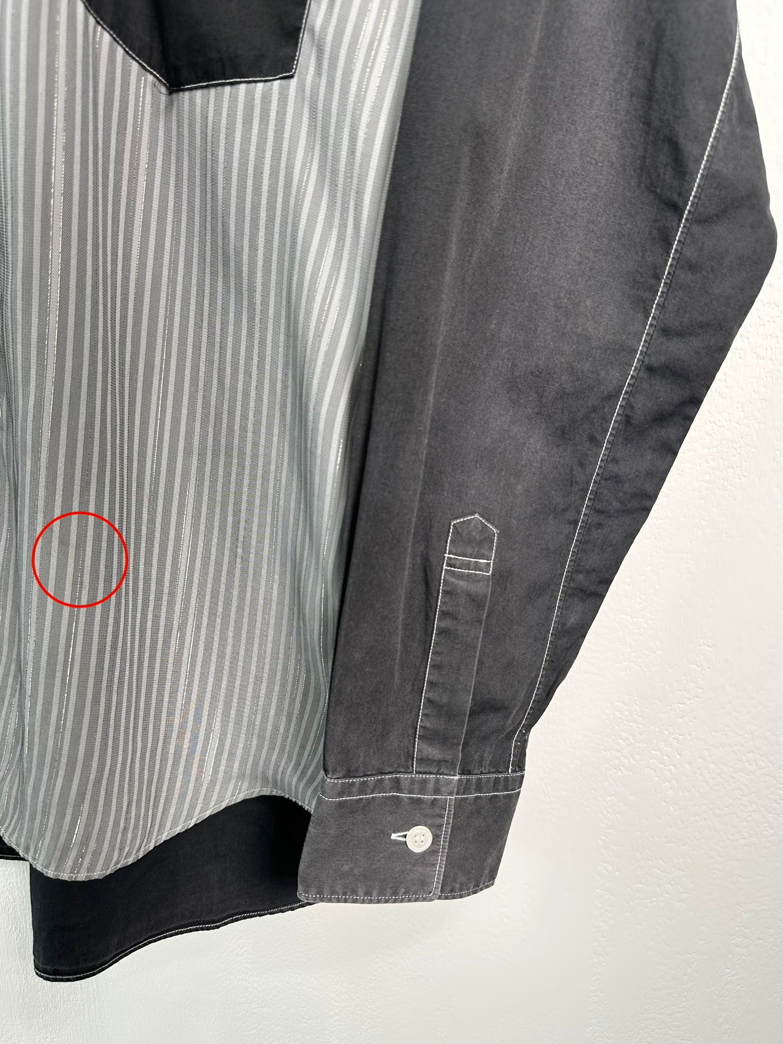 COMME DES GARÇONS - early 2000s PANELED LONG SLEEVE SHIRT WITH CONTRASTING SLEEVE AND BACK