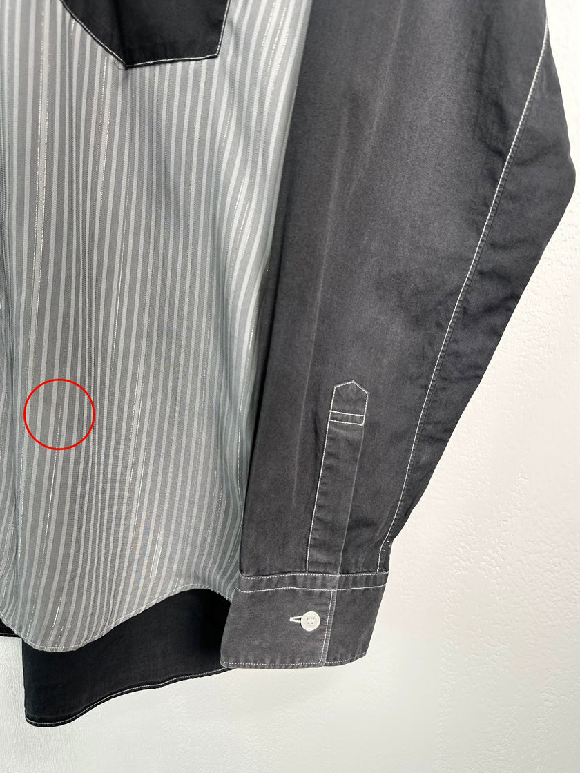 COMME DES GARÇONS - early 2000s PANELED LONG SLEEVE SHIRT WITH CONTRASTING SLEEVE AND BACK