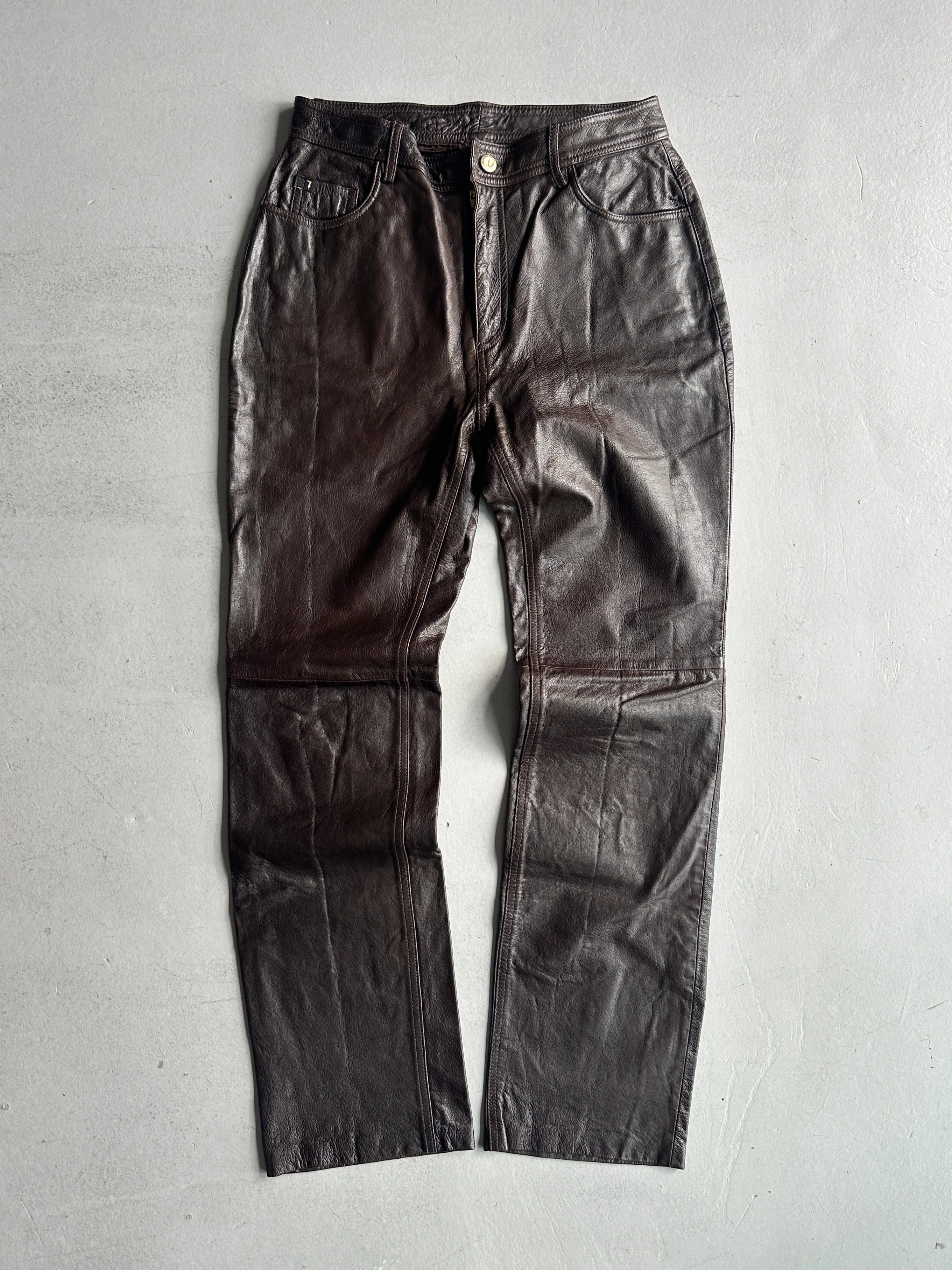 TRUSSARDI - 2000s LIMITED EDITION STRAIGHT FIT LEATHER TROUSERS