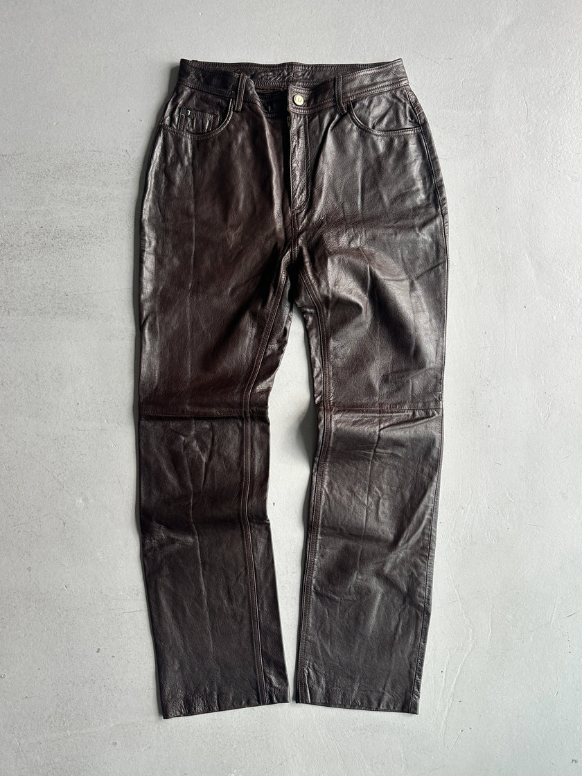 TRUSSARDI - 2000s LIMITED EDITION STRAIGHT FIT LEATHER TROUSERS