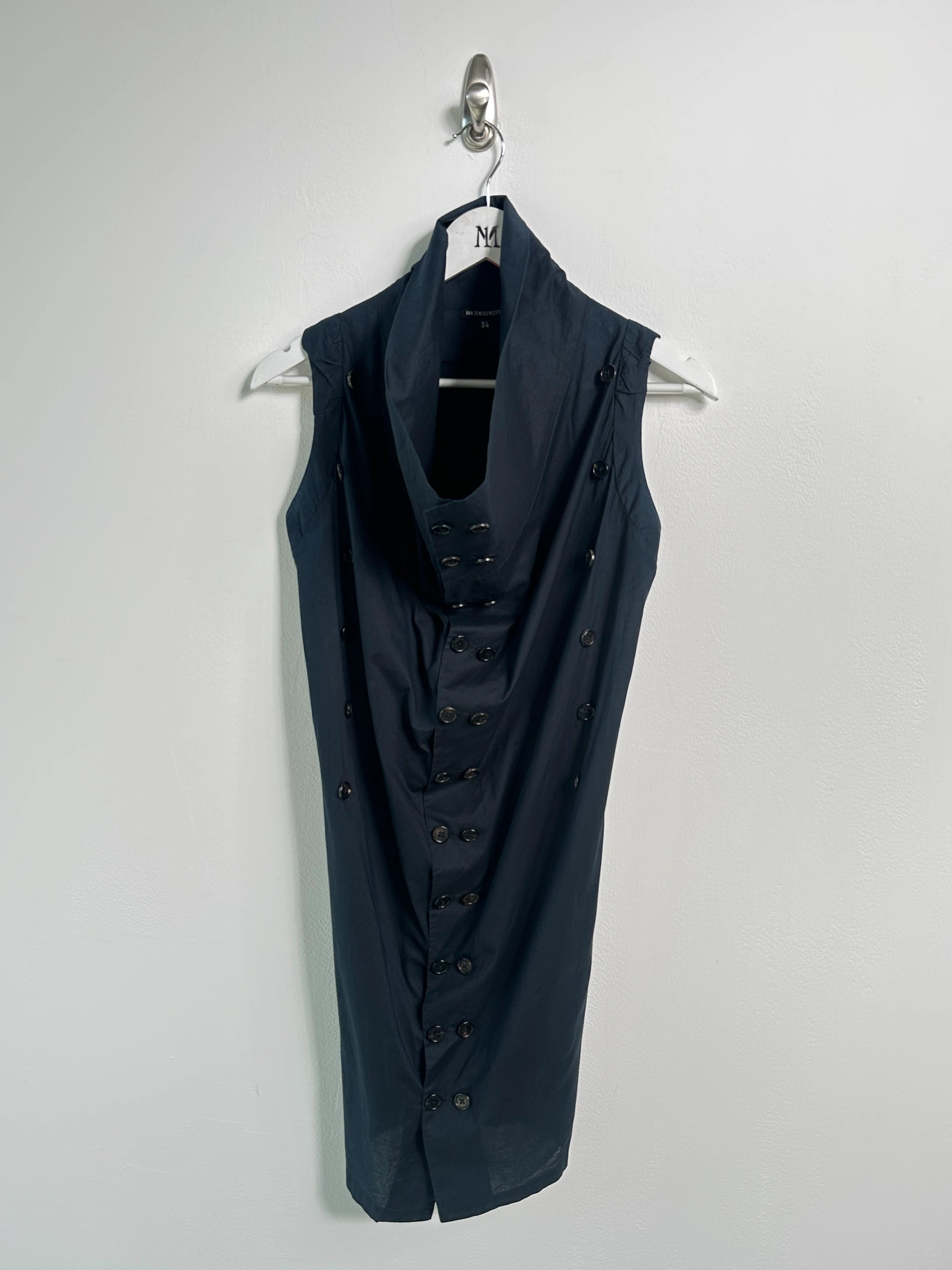 ANN DEMEULEMEESTER - F/W 2009 TRIPLE BUTTON DETAILING COTTON DRESS