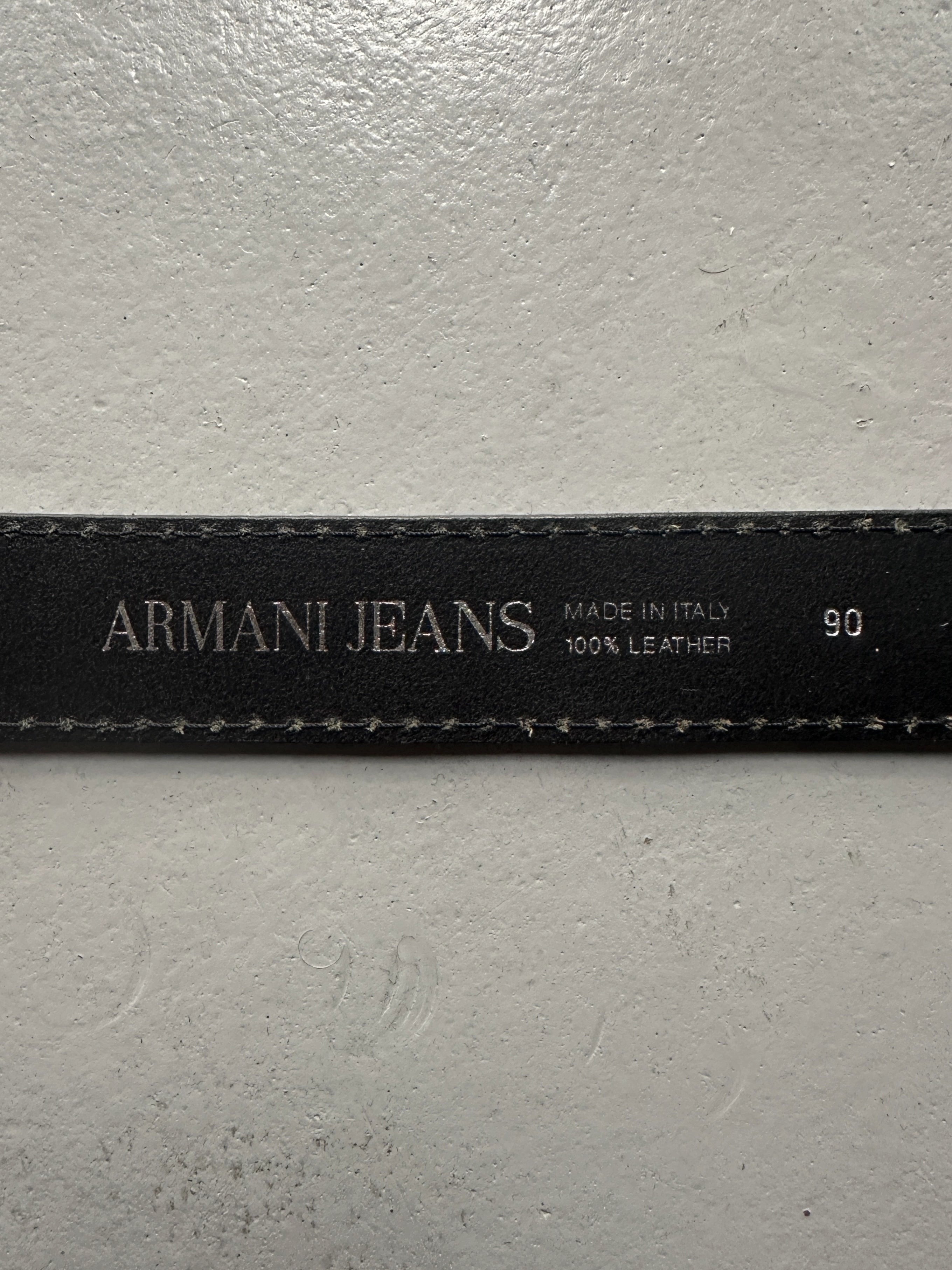 ARMANI JEANS - 2000s LEATHER BELT WITH ROUND BUCKLE