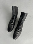 MARITHÉ + FRANÇOIS GIRBAUD - early 2000s SOFT LEATHER ANKLE BOOTS WITH LACE WRAPAROUND DETAILING