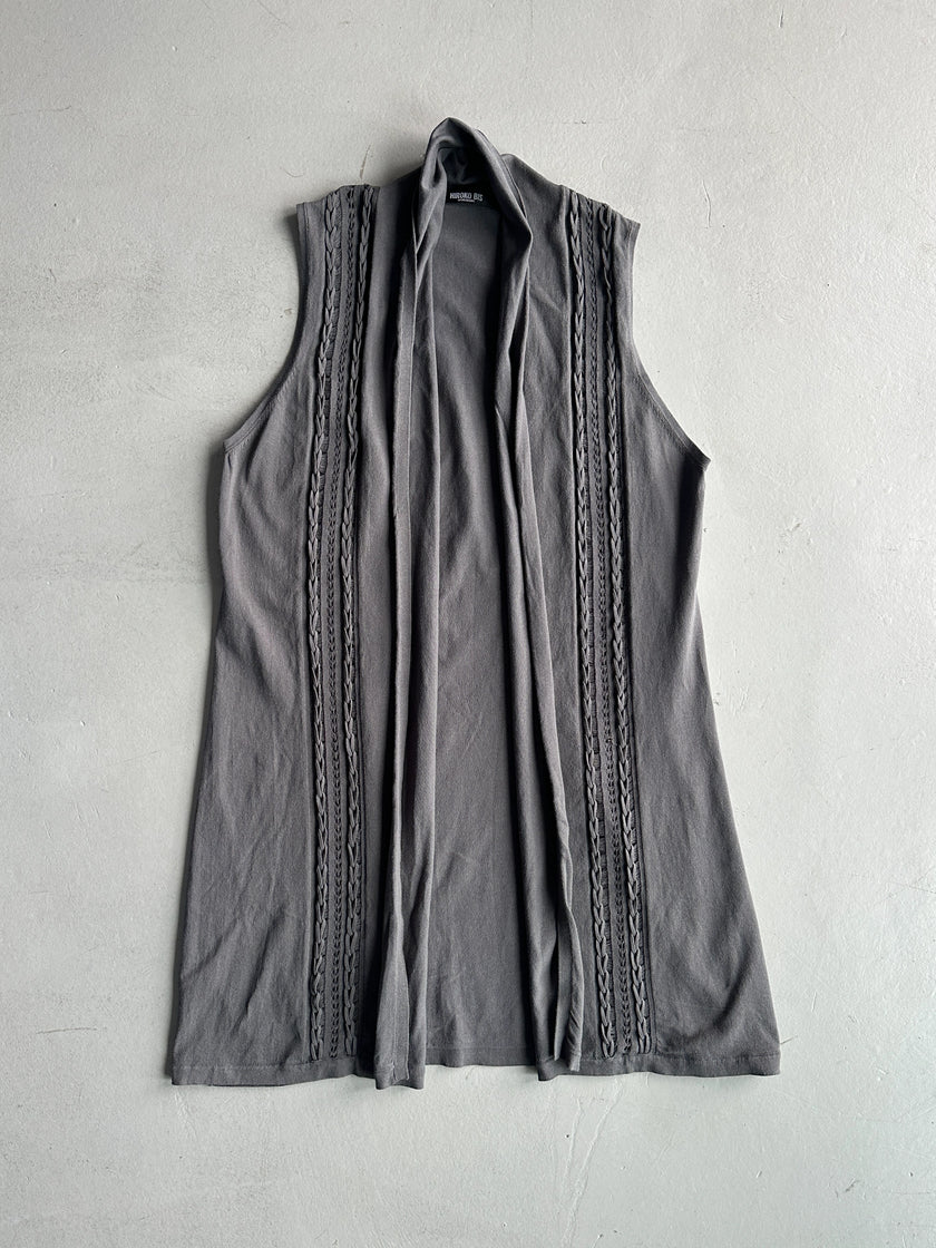 HIROKO KOSHINO BIS - 1990s OPEN FRONT LONG CARDIGAN VEST