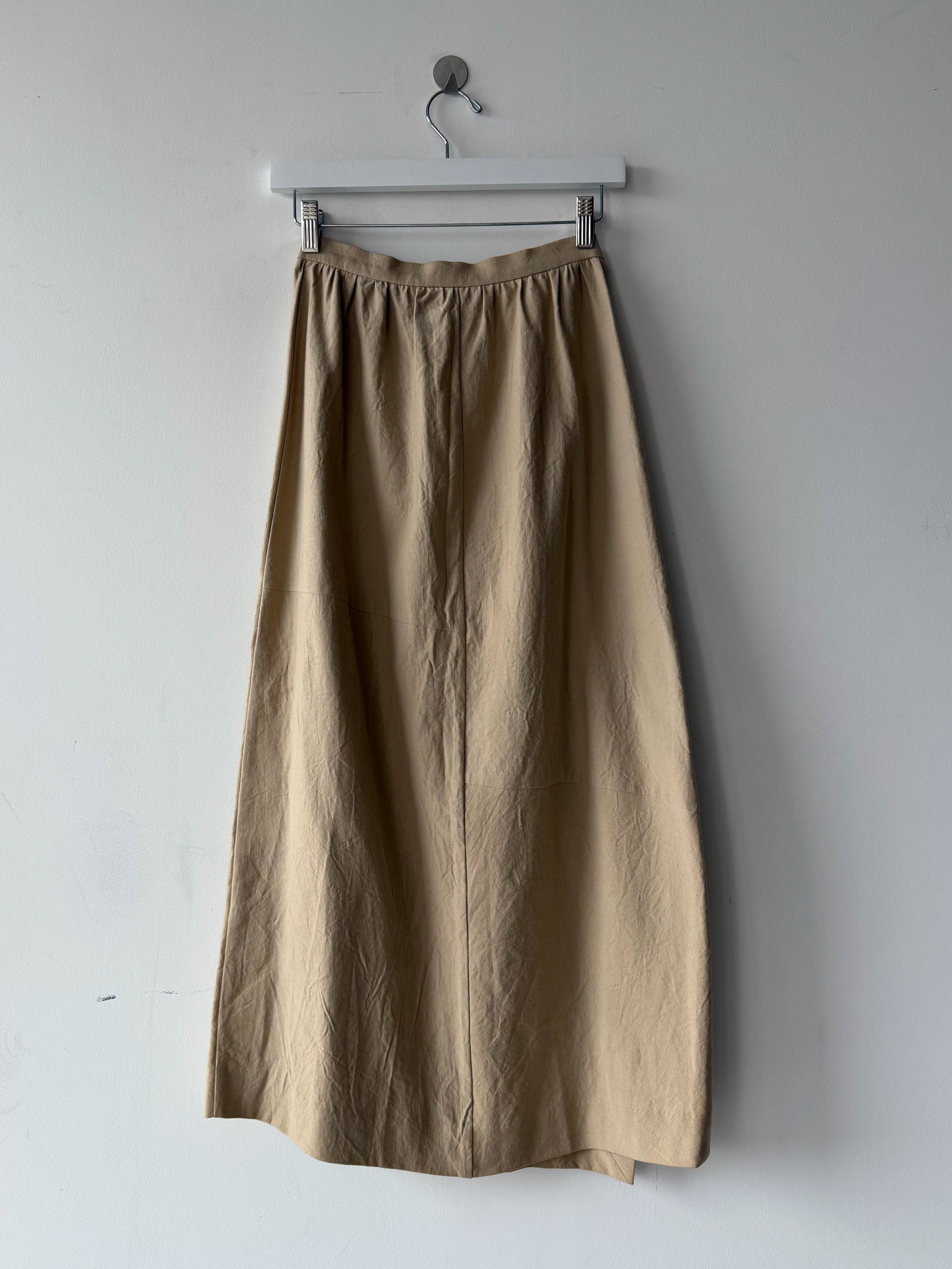 ISSEY MIYAKE HAI - 1980s ASYMMETRIC BUTTONS FRONT MAXI SKIRT