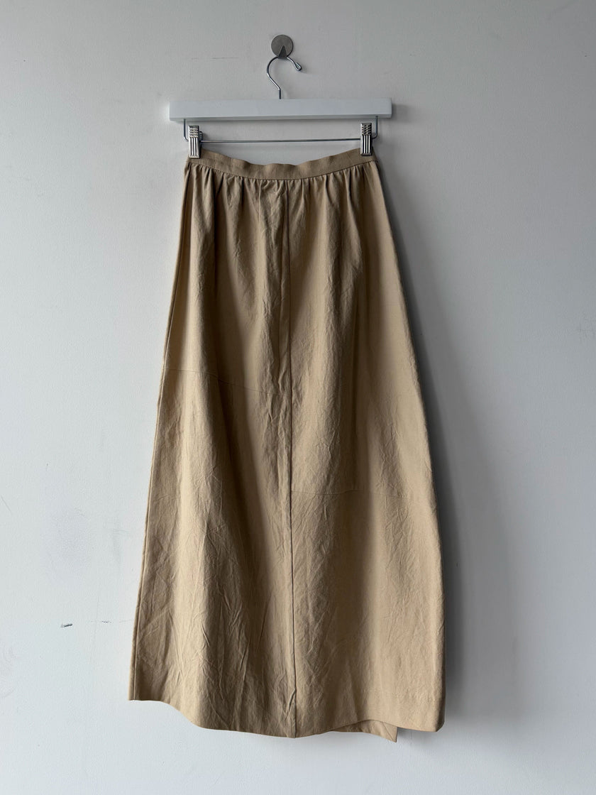 ISSEY MIYAKE HAI - 1980s ASYMMETRIC BUTTONS FRONT MAXI SKIRT