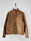 PIERRE BALMAIN - 1980s PANELED BOMBER JACKET WITH CONTRASTING LAYERED LEATHER SLEEVE