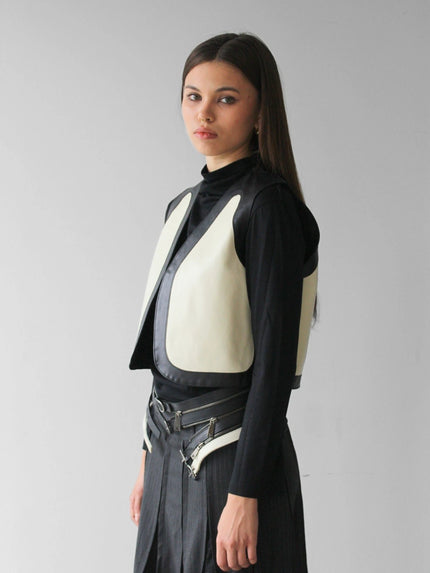 ARMANI JEANS 1980s LEATHER VEST GILET