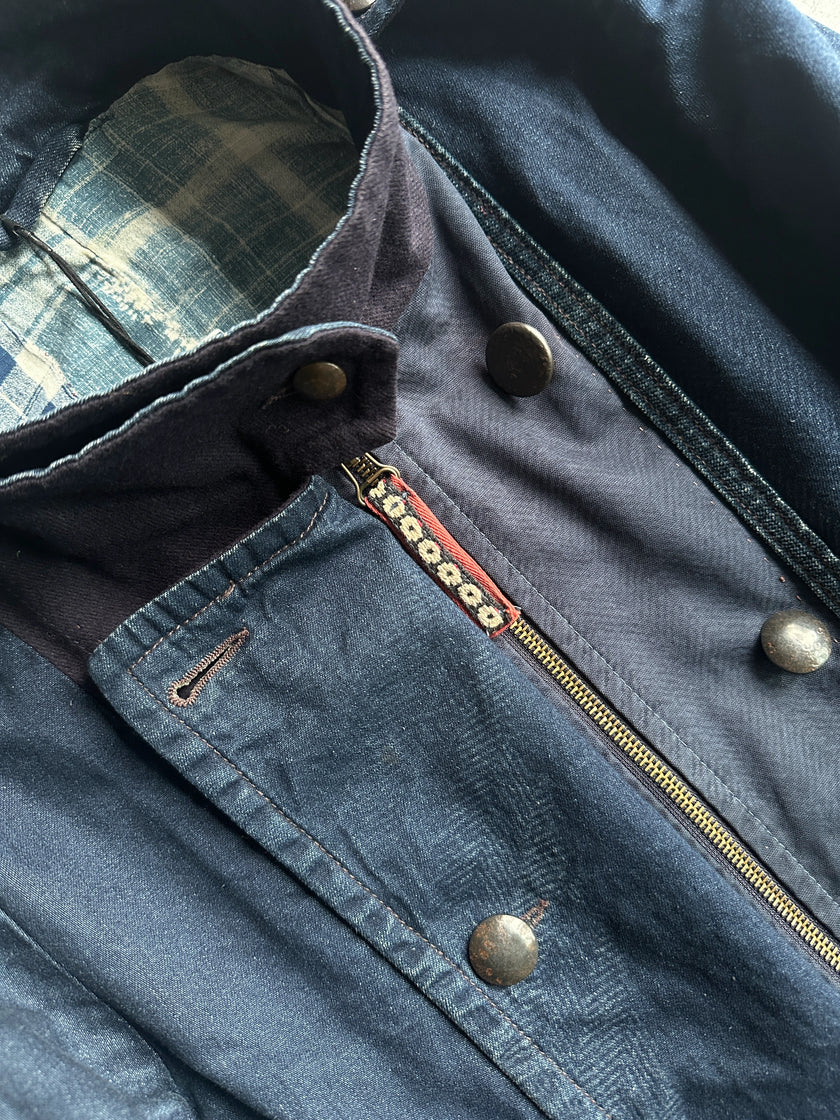 MARITHÉ + FRANÇOIS GIRBAUD - F/W 2003 DOUBLE BREASTED DENIM JACKET WITH WOOL PANEL