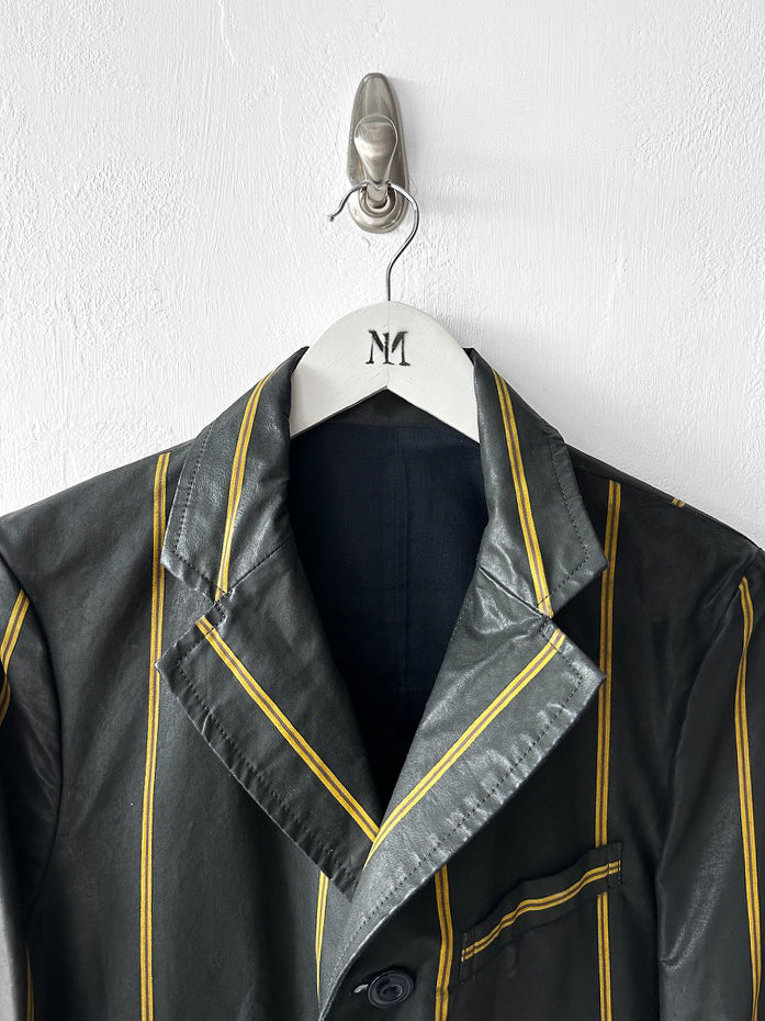 JAPANESE LABEL - 1990s COATED COTTON STRIPED BLAZER