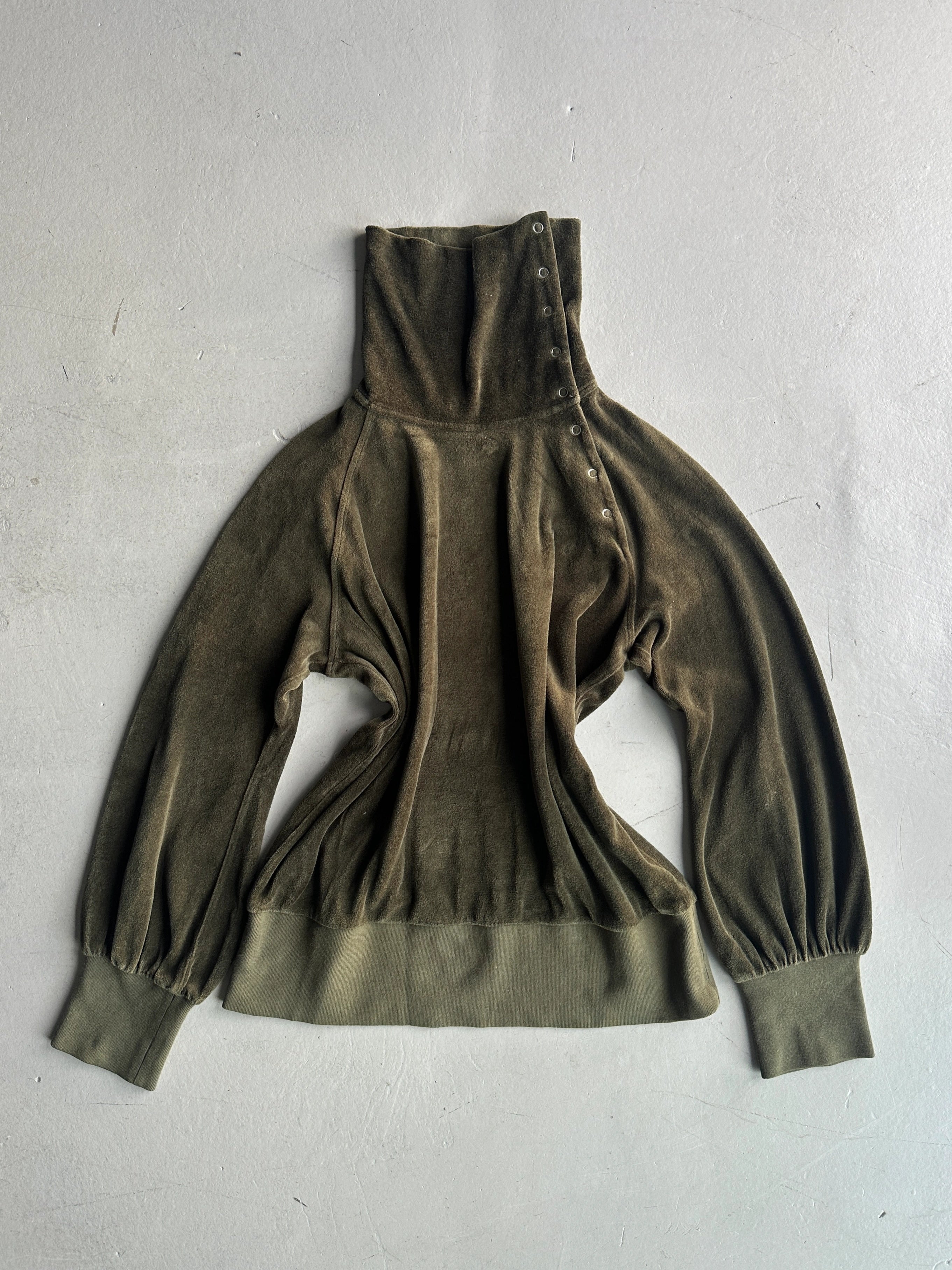 EMPORIO ARMANI - early 2000s SIDE BUTTONED FUNNEL NECK CHENILLE TOP