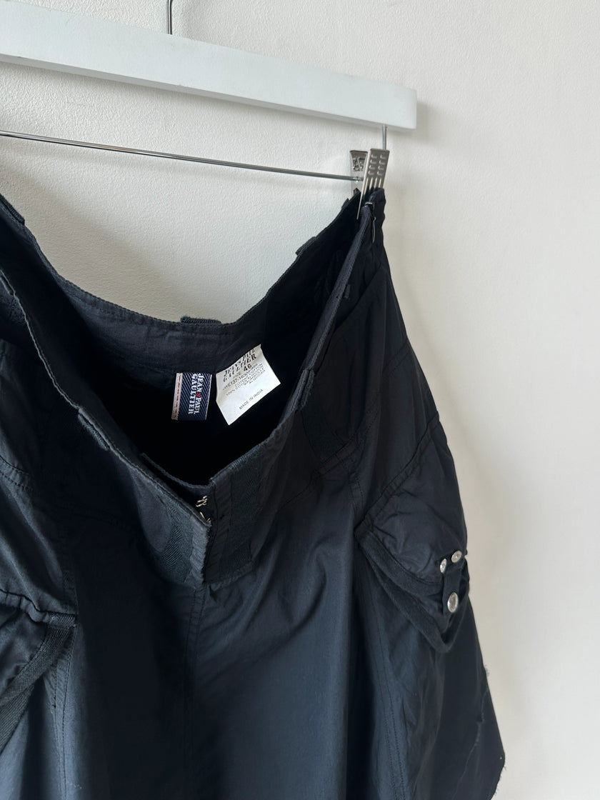 JEAN PAUL GAULTIER - 2000s PANELED SKIRT WITH FRAYED HEM DETAILS