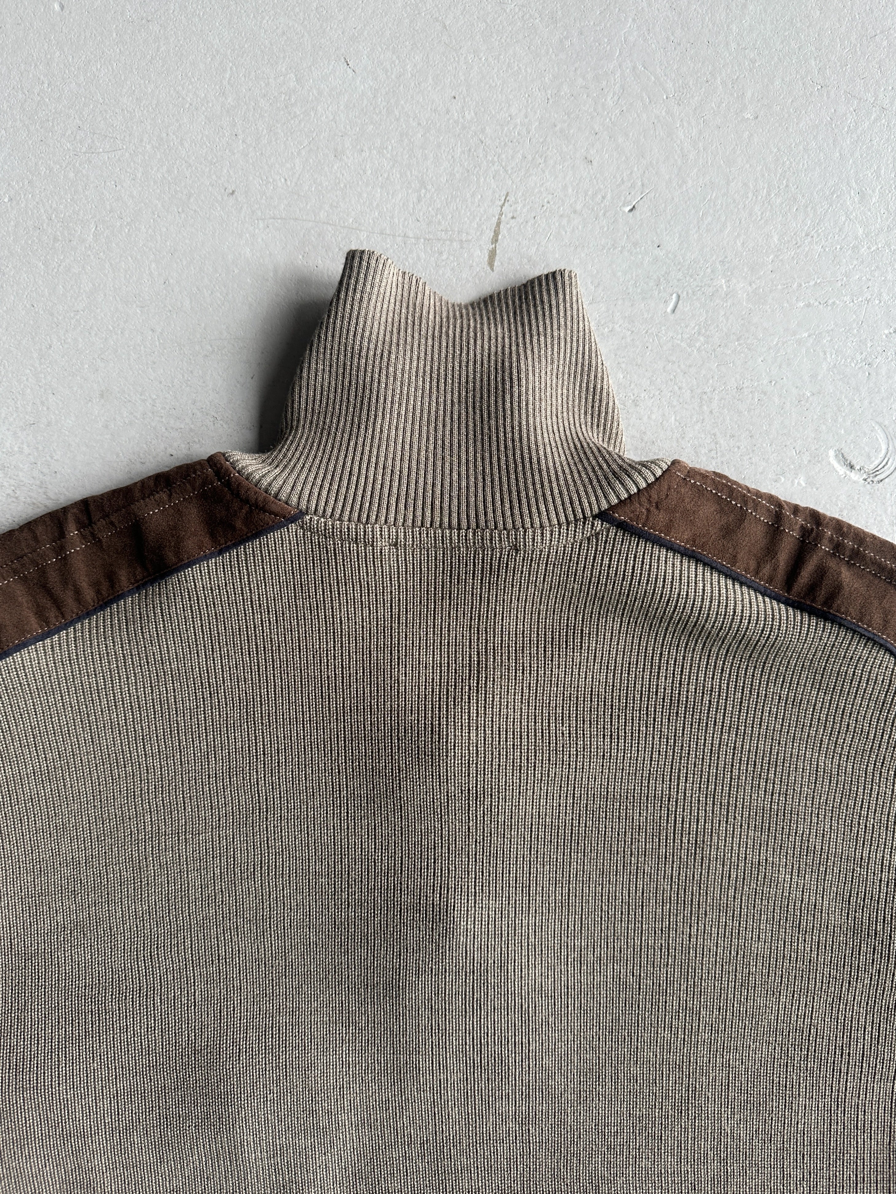 1990s KNIT PULLOVER WITH SUEDE DETAILS