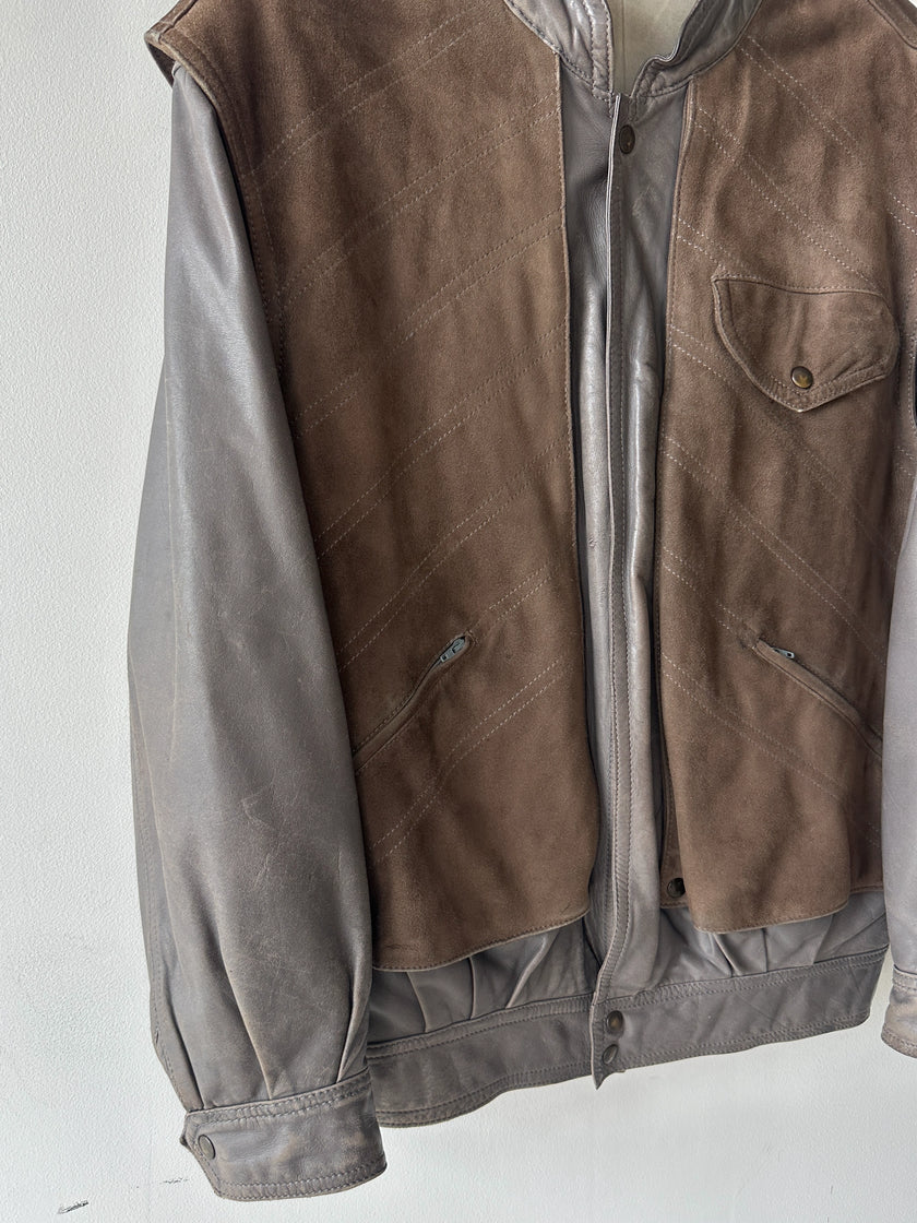 SPANISH LABEL 1980s PANELED LEATHER JACKET