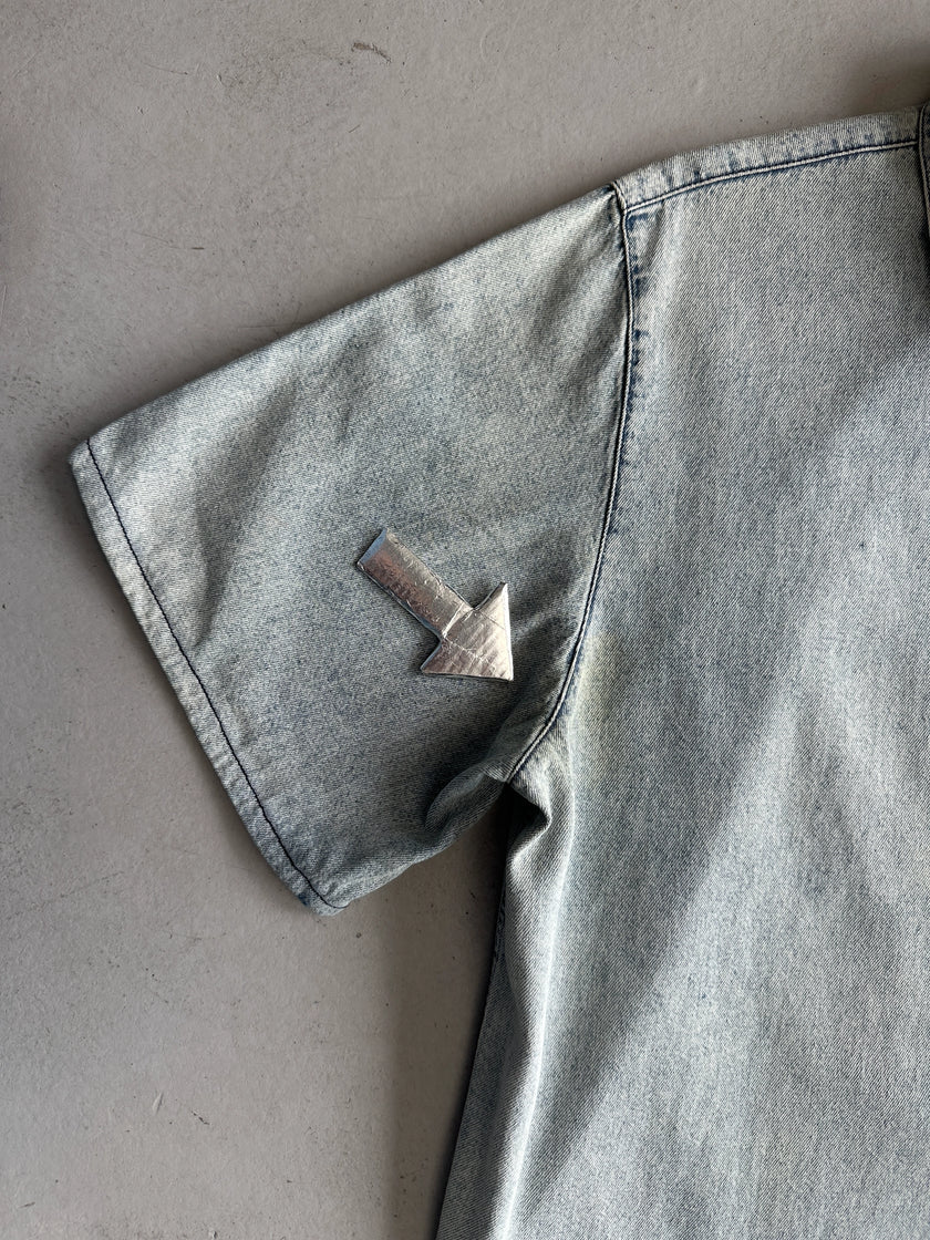 ARMANI JEANS - 1980s HALF SLEEVE DENIM SHIRT