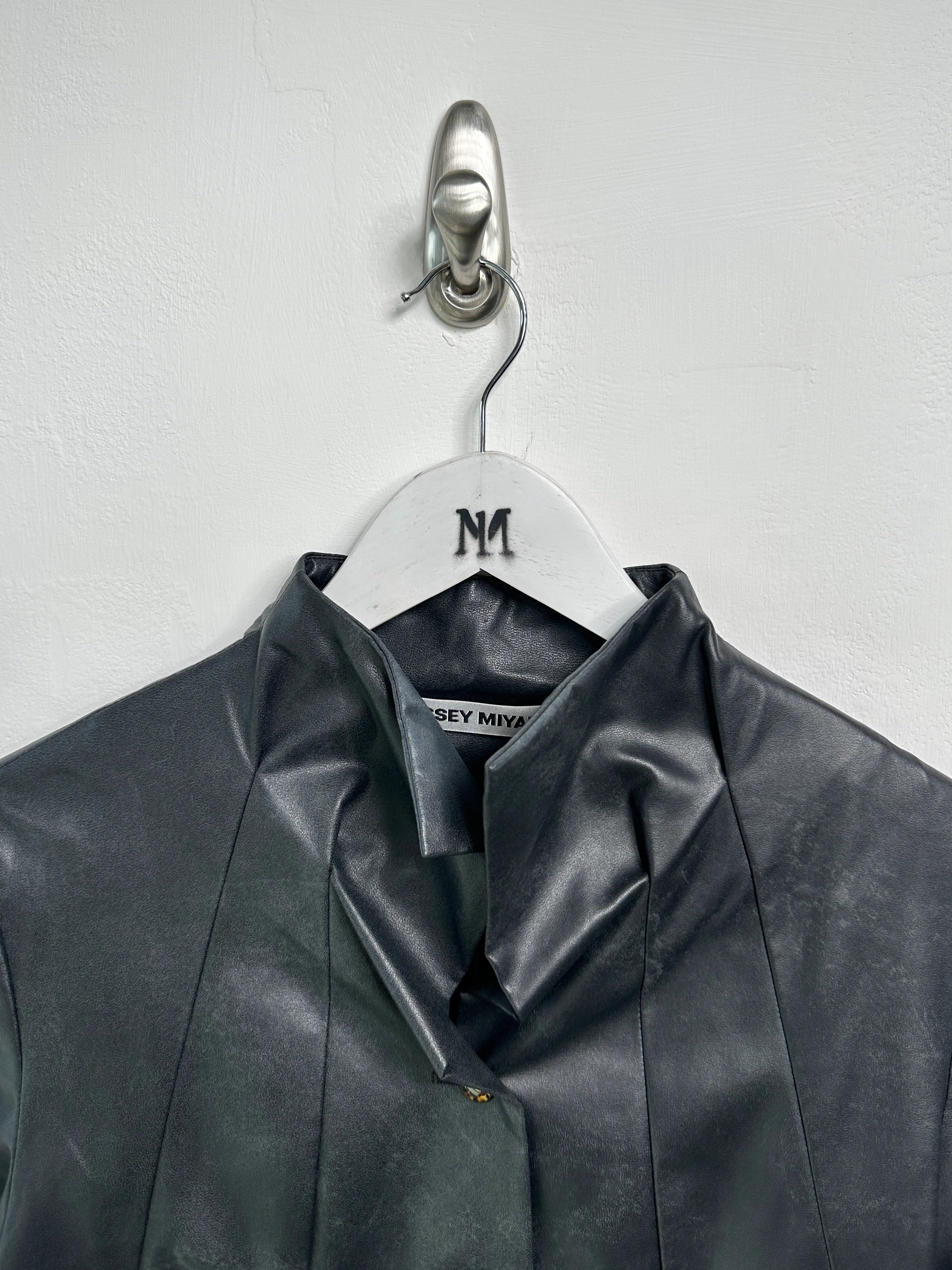 ISSEY MIYAKE - S/S 2006 FAUX LEATHER JACKET WITH SCULPTURAL NECK