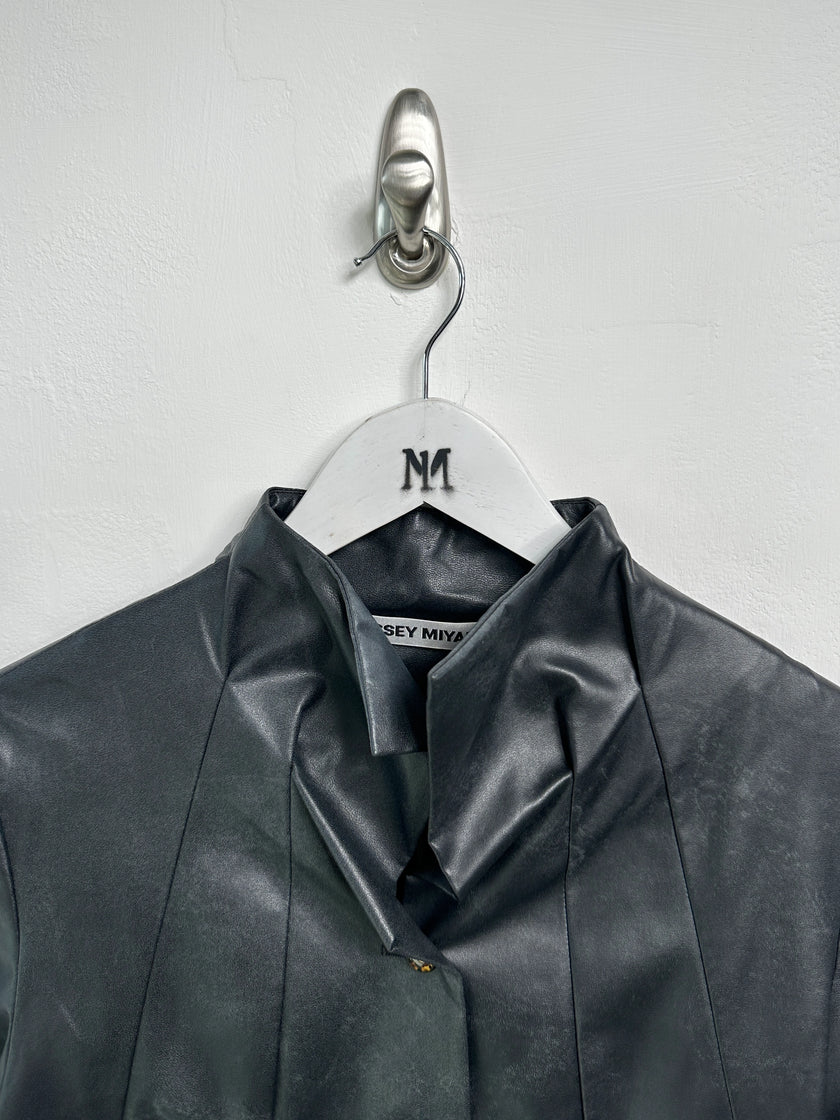 ISSEY MIYAKE - S/S 2006 FAUX LEATHER JACKET WITH SCULPTURAL NECK