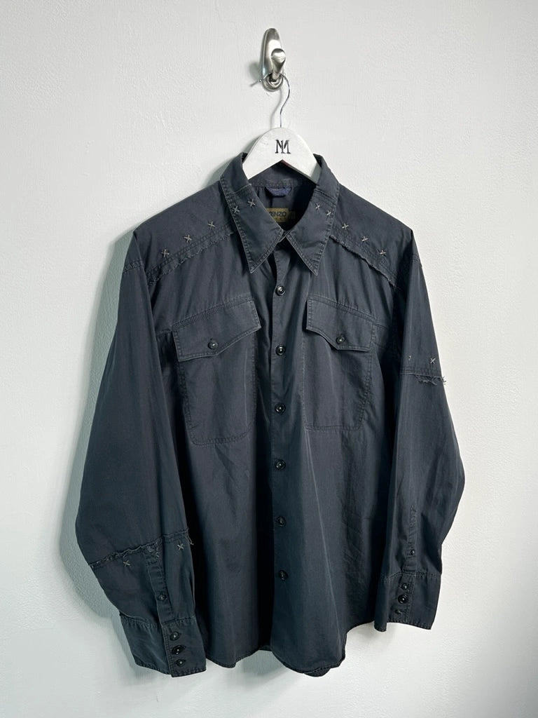 KENZO - early 2000s LONG SLEEVE WESTERN SHIRT