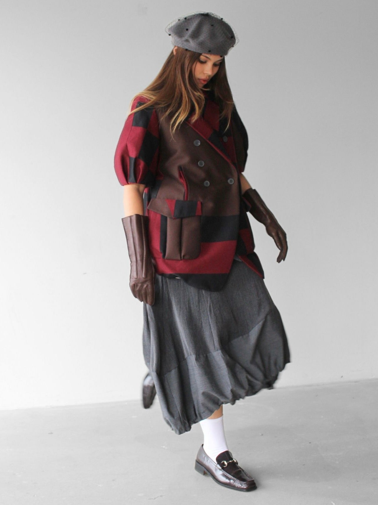 ITALIAN LABEL early 2000s ASYMMETRIC SKIRT WITH PUFFED HEM