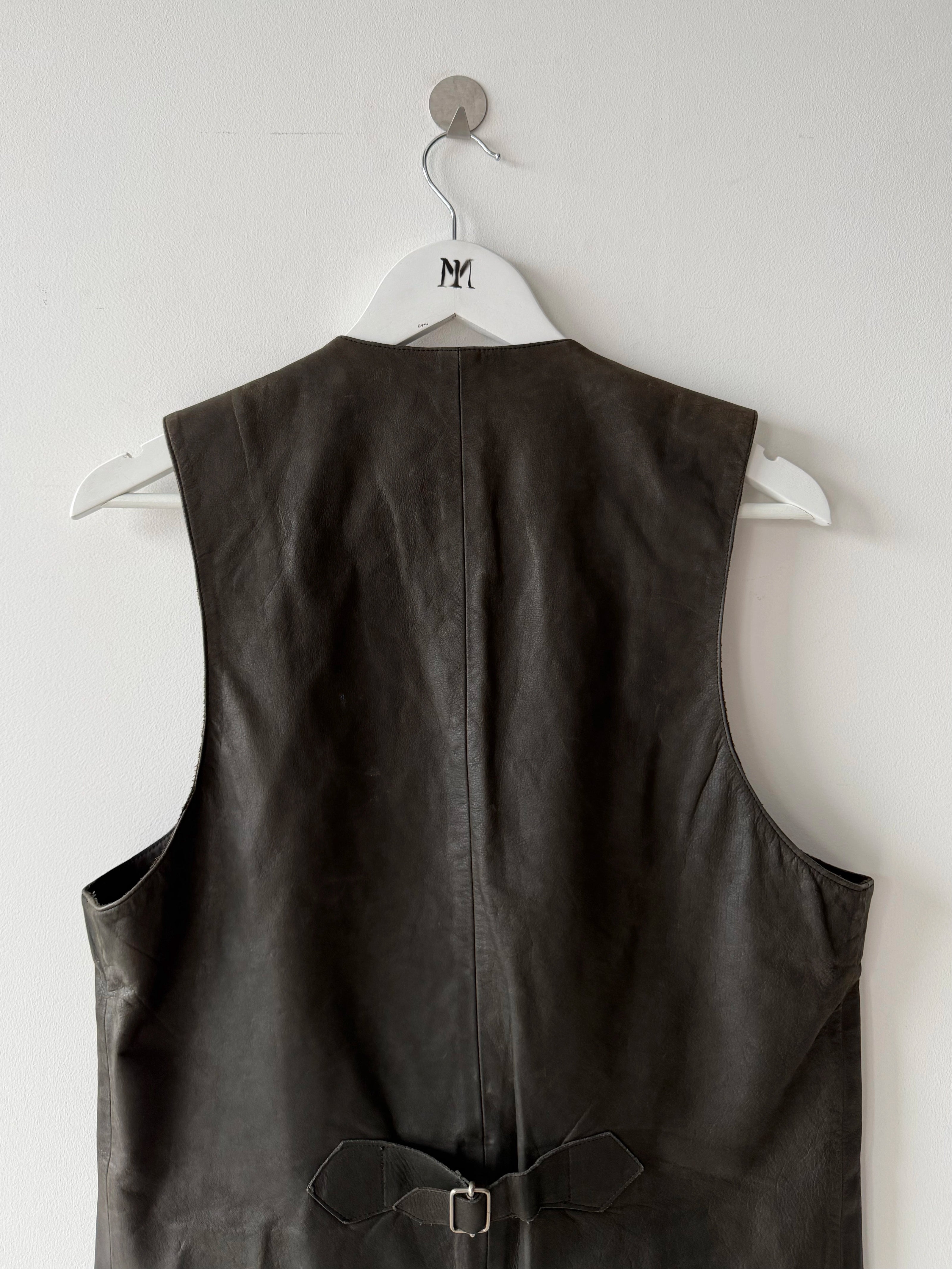 AGNÈS B. - 1990s LEATHER VEST GILET