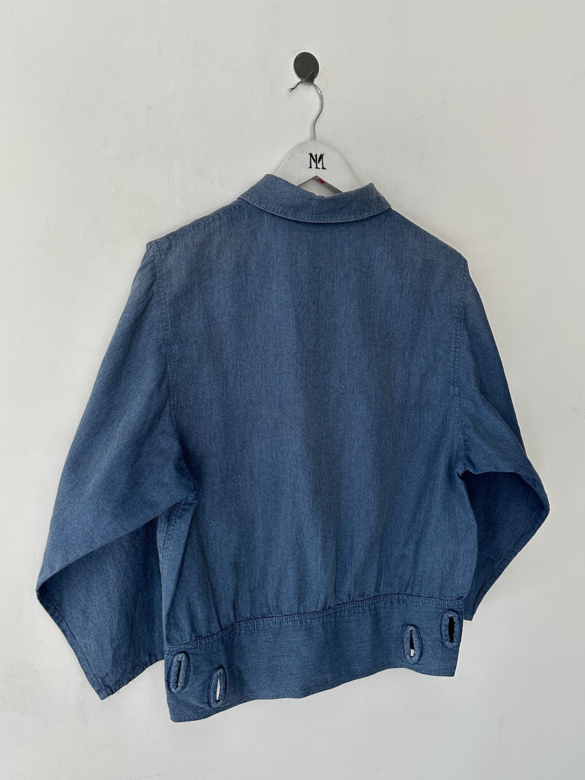 ITALIAN LABEL 1980s LINEN JACKET WITH PANELED WAISTABAND