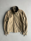 EMPORIO ARMANI - A/W 2011 ASYMMETRICAL ZIP FUNNEL NECK COLLAR CALF LEATHER JACKET