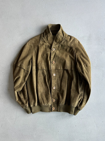 1980s DROPPED SHOULDERS SUEDE BUTTONED JACKET