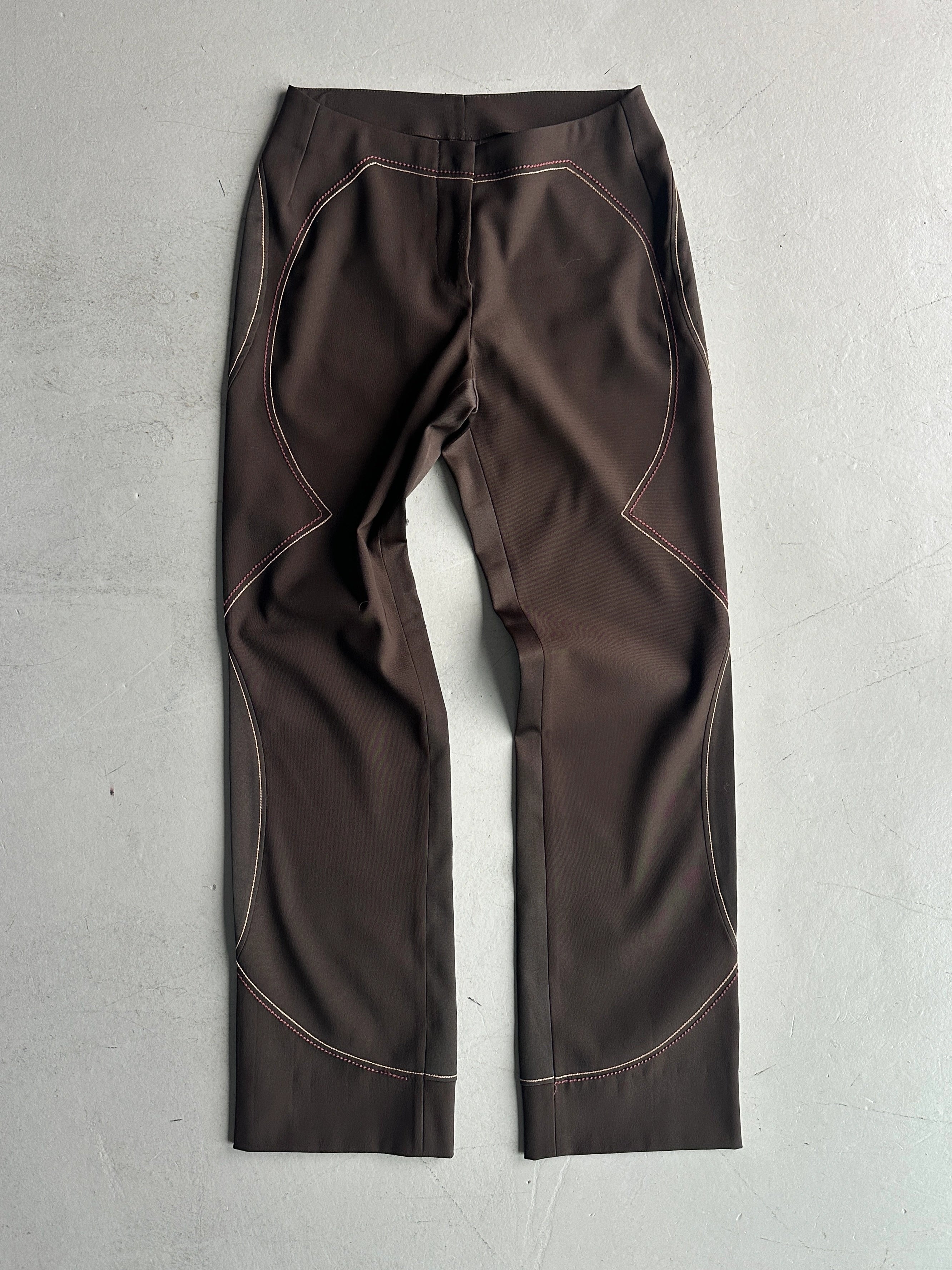 GIANFRANCO FERRÉ - 1990s SAMPLE EMBROIDERED TROUSERS WITH FLARED HEMS