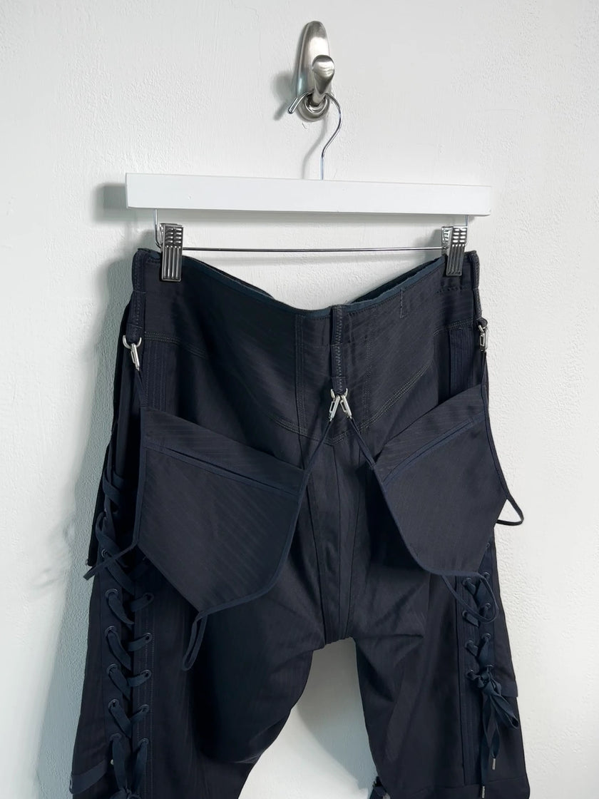 MARITHÉ + FRANÇOIS GIRBAUD - S/S 2009 PINSTRIPED CROPPED CARGO TROUSERS