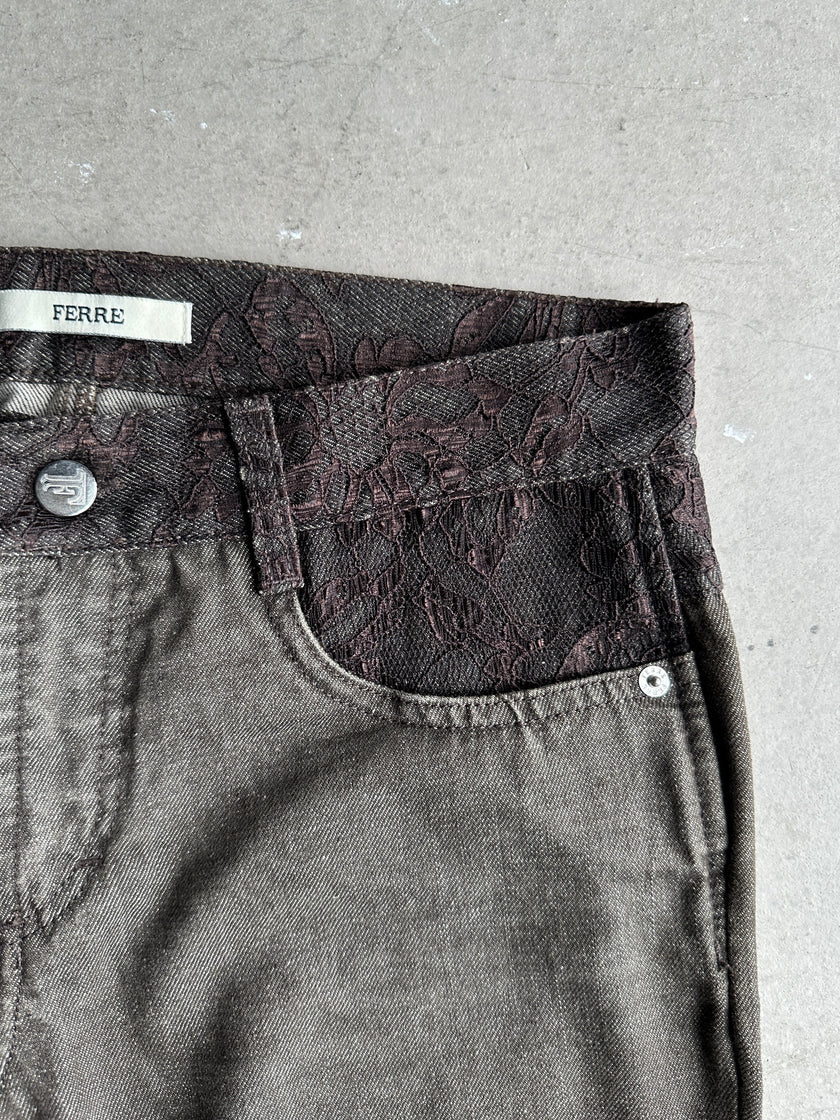 GIANFRANCO FERRÉ - 1990s SLIM FIT JEANS WITH LACE DETAILS