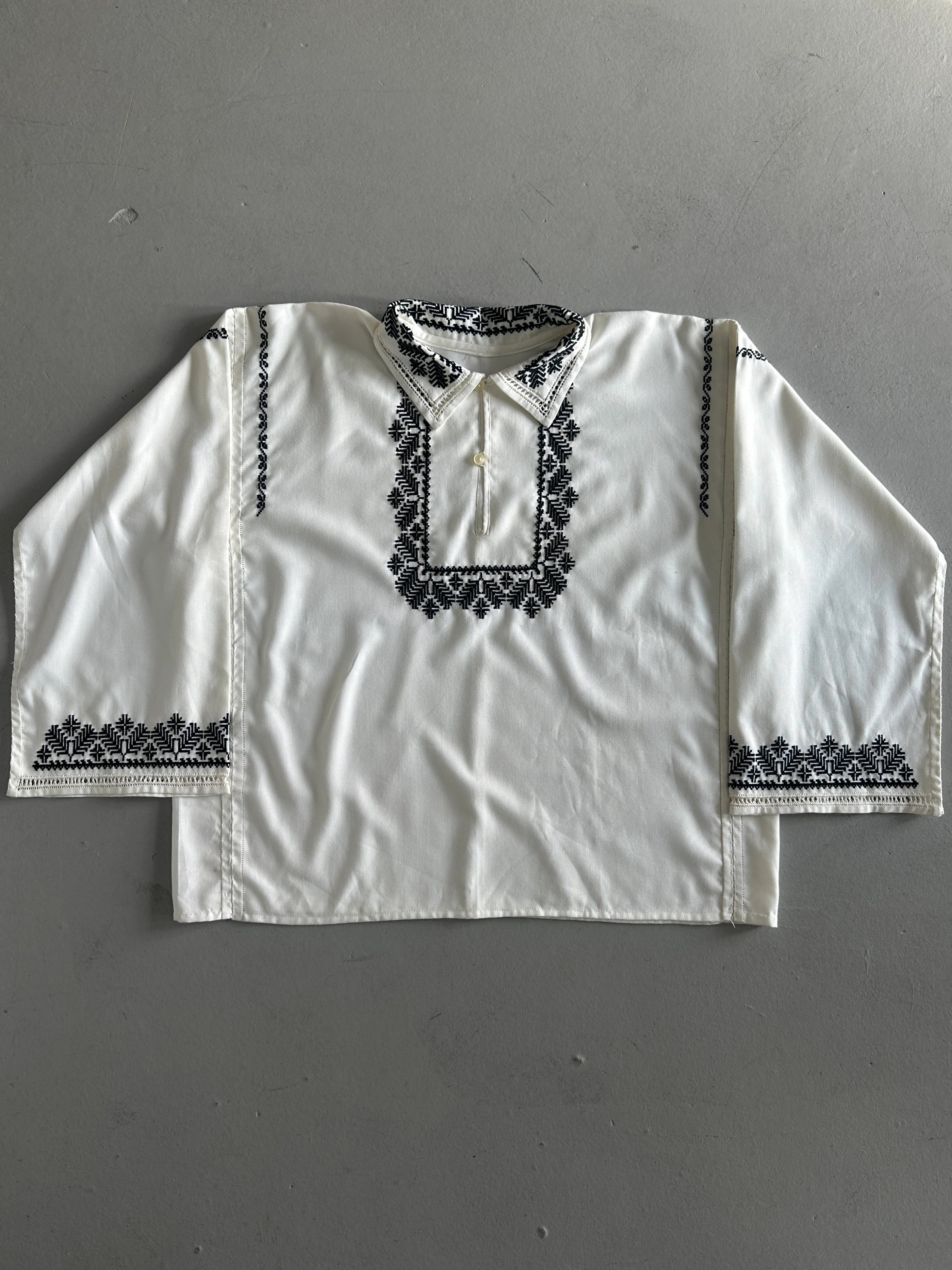 1970s EMBROIDERED WIDE SLEEVE TUNIC SHIRT