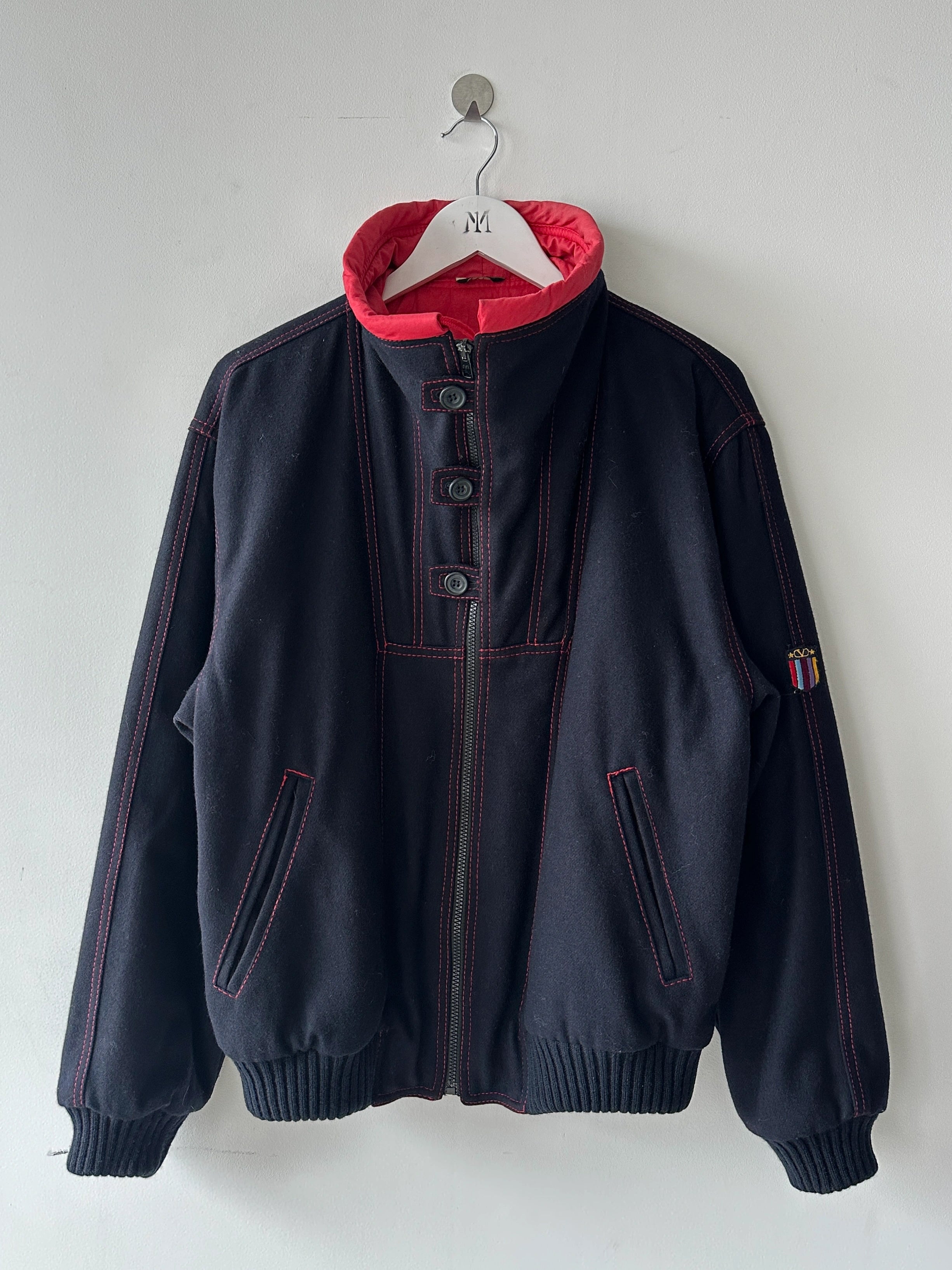 VALENTINO - 1980s FUNNEL NECK BOMBER JACKET WITH CONTRASTING STITCHING DETAILS