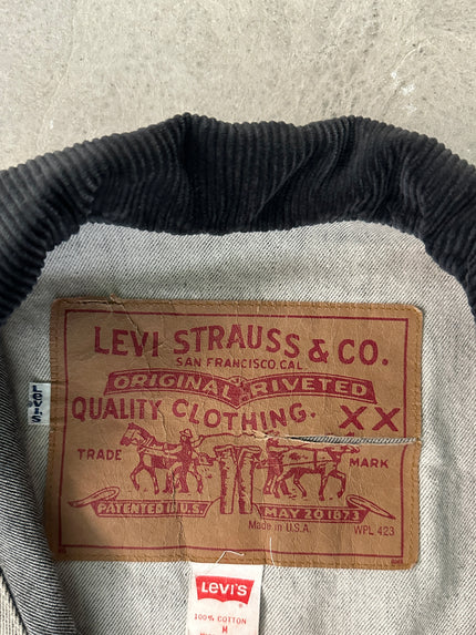 LEVI'S - 1990s LONG DENIM TRUCKER JACKET WITH CORDUROY COLLAR