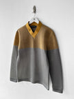 EMPORIO ARMANI - F/W 2013 PERFORATED V NECK TECHNICAL LONG SLEEVE TOP
