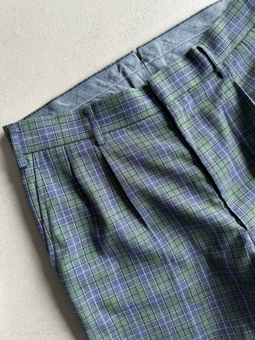 JUNYA WATANABE COMME DES GARÇONS - S/S 2014 FRONT PLEATS CHECKED BERMUDA SHORTS